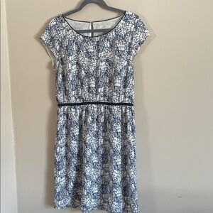 LOFT Navy and White Floral Midi Dress